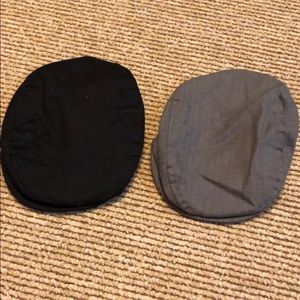 2 - 0-3 month Beret hats - gray and black